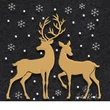 Christmas deer couple embroidery design with golden stag and doe