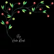 Christmas berry corner embroidery design with green leaves