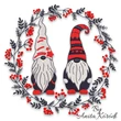 Christmas gnome couple wreath machine embroidery design