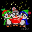 Christmas caroling penguins machine embroidery design