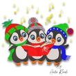 Three singing penguins Christmas embroidery design