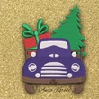 Christmas truck with tree and gift machine embroidery design
