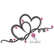 Intertwined hearts machine embroidery design with decorative swirls