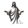 Jesus Christ open arms silhouette machine embroidery design featuring a robed religious figure with welcoming hands in dark thread