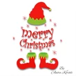 Merry Christmas elf embroidery design with hat and shoes
