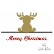 Merry Christmas reindeer embroidery design with sitting deer