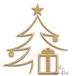 Minimalist Christmas tree with gift embroidery design