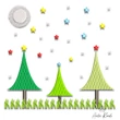 Modern Christmas tree landscape embroidery design