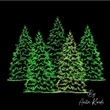 Green pine forest landscape embroidery design