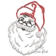 Santa Claus face Christmas embroidery design with glasses