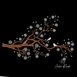 Snowy winter tree branch with birds machine embroidery design