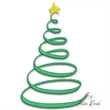Spiral Christmas tree with star machine embroidery design
