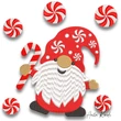 Candy cane Christmas gnome machine embroidery design