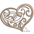 Wedding rings heart machine embroidery design