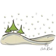 Winter landscape machine embroidery design with snowy hills and trees