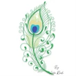 Peacock feather embroidery design with decorative swirls machine embroidery file