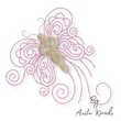 Swirly butterfly embroidery design