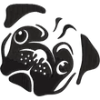 Cute pug dog face embroidery design with stylized cartoon features machine embroidery file.