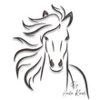 horse head line art machine embroidery design with flowing mane