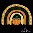 Pumpkin rainbow machine embroidery design in autumn colors
