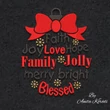 Christmas ornament words machine embroidery design with red bow