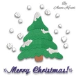 Merry Christmas tree embroidery design with snowflakes and festive text