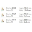Christmas candles embroidery design sizes and stitch counts