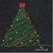 Modern Christmas tree machine embroidery design with colorful ornaments