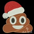 Funny poop emoji embroidery design with Santa hat