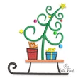 christmas tree embroidery design on sled