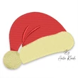 Santa hat embroidery design featuring a classic red Christmas cap with white brim and pom-pom