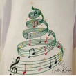 Christmas tree with music notes and treble clef embroidery design