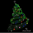 Musical Christmas tree machine embroidery design with colorful notes