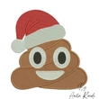 Christmas poop emoji embroidery design with Santa hat