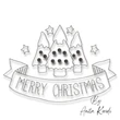 Merry Christmas trees embroidery design with festive banner