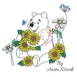 Cute bear with sunflower machine embroidery design