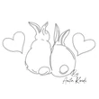cute bunny couple embroidery design rabbit love machine embroidery pattern