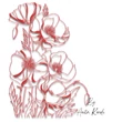 poppy flowers embroidery design minimalist line art