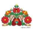 Kalocsa floral ornament machine embroidery design with traditional colorful Hungarian folk flowers
