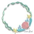 Seashell wreath embroidery machine design with starfish frame