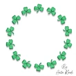 Green shamrock circle frame embroidery design with open center for monograms, names and custom text.