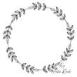 Vintage floral wreath embroidery design with leaf outline frame