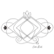 Geometric lotus monogram frame embroidery design