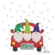Christmas gnomes in truck embroidery design