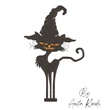 Halloween witch black cat machine embroidery design