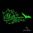 Halloween lettering with bat machine embroidery design