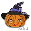 Cute witch pumpkin Halloween machine embroidery design