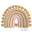 Boho rainbow embroidery design with hearts
