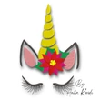 Christmas unicorn embroidery design with poinsettia flower