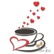 Coffee cup with heart embroidery design